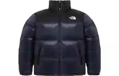 The North Face Logo Print Down Jacket Navy