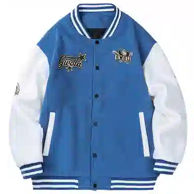Gwola Baseball Boy Series Patchwork Colorblock Letter Print Baseball Jacket
