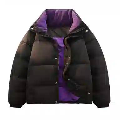 鸭鸭 纯色简约立领休闲长袖面包羽绒服 男女同款