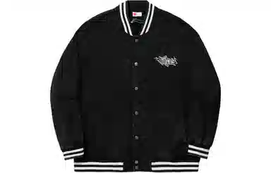 Li-Ning Logo Print Baseball Jacket Black