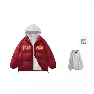 快鱼 美式高街涂鸦创意流体字母通勤宽松百搭羽绒服 男女同款