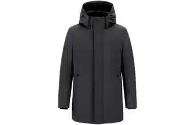 才子 纯色可脱卸帽领衬亲肤绒中长款羽绒服 男款