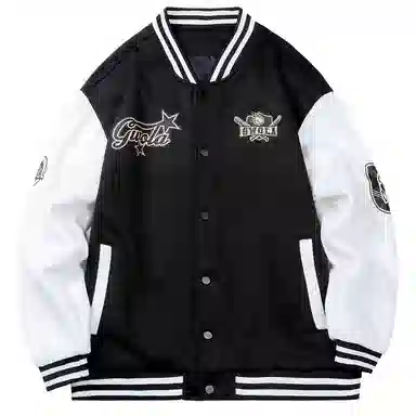 Gwola Baseball Boy Series Patchwork Colorblock Letter Print Baseball Jacket