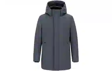 才子 纯色可脱卸帽领衬亲肤绒中长款羽绒服 男款