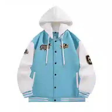 Gwola Baseball Boy Series Patchwork Colorblock Letter Print Baseball Jacket