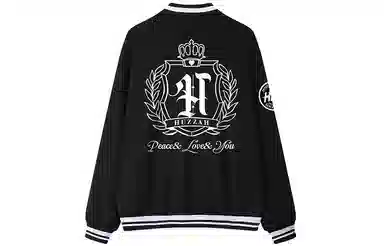 Huzzah Retro Crown Print Knit Baseball Jacket