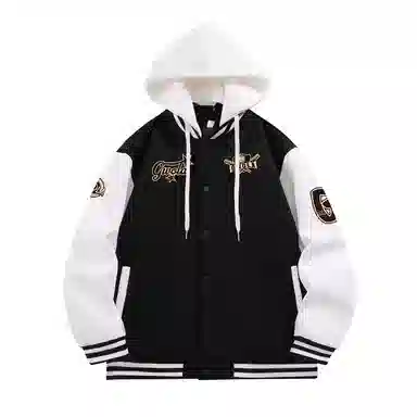 Gwola Baseball Boy Series Patchwork Colorblock Letter Print Baseball Jacket