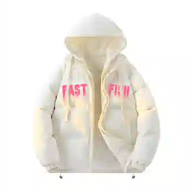 快鱼 美式高街涂鸦创意流体字母通勤宽松百搭羽绒服 男女同款