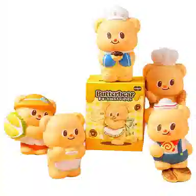 九木杂物社 黄油小熊 甜品系列 捏捏乐解压玩具慢回弹摆件可爱  盲盒类 单个盲盒