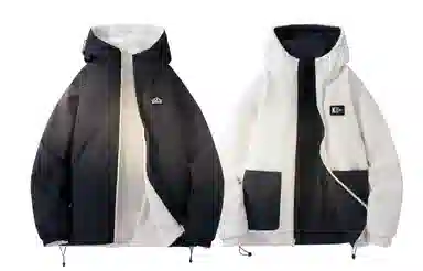 KW Magic Tape Reversible Windproof Hooded Cotton Jacket
