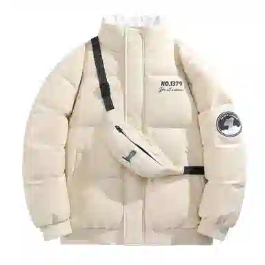 三体 红岸基地系列 含挎包字母徽章印花基础款宽松户外防水防风休闲保暖加厚立领羽绒服 男女同款