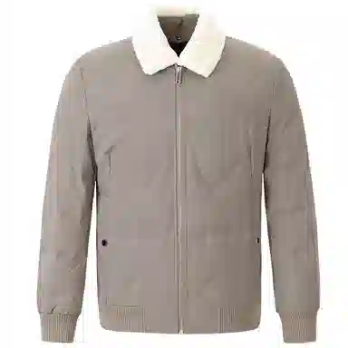 才子 可拆卸毛领保暖拉链灰鸭绒休闲羽绒服 男款