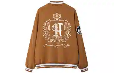 Huzzah Retro Crown Print Knit Baseball Jacket