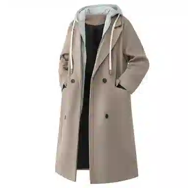 大卫贝肯 美式复古高街休闲加厚连帽中长款大衣 男女同款