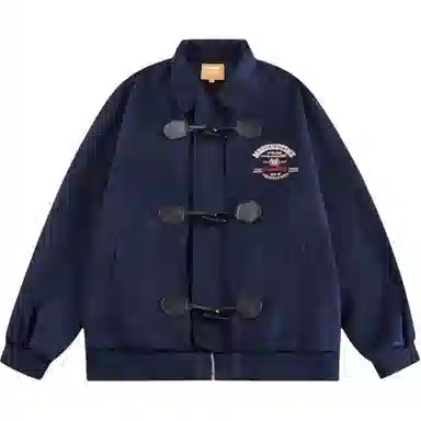 玉儿恋 高级感复古休闲棒球服美式复古牛角扣毛呢夹克外套 男女同款
