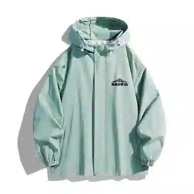 三体 简约纯色基础款字母印花宽松水防风登山连帽开衫机能风美式复古潮牌夹克外套 男女同款