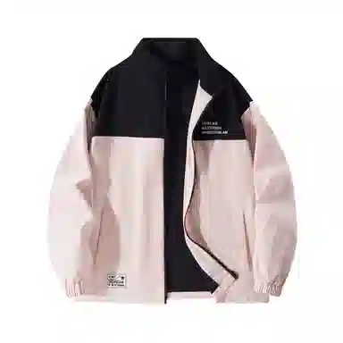 快鱼 美式简约山系户外拼接撞色热熔标织唛休闲立领拉链防水防风机能风暗黑冲锋小香风教练工装时尚百搭宽松长袖夹克外套 男女同款