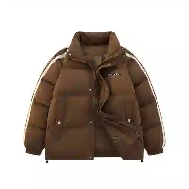 鸭鸭 美式高街复古简约字母印花宽松休闲时尚百搭户外运动舒适柔软保暖防风防寒纯色拉链立领羽绒服 男女同款