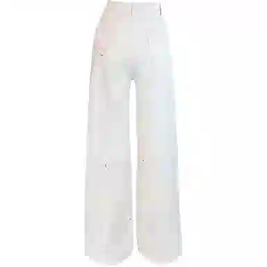 么宁 美式复古高腰宽松阔腿高级感百搭牛仔裤 女款 米杏色