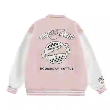 三体  战舰系列 美式复古高街潮牌拼接字母图案撞色简约基础款绣花多元素宽松休闲落肩袖飞行员教练学院风棒球服 男女同款