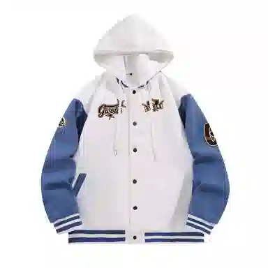 Gwola Baseball Boy Series Patchwork Colorblock Letter Print Baseball Jacket