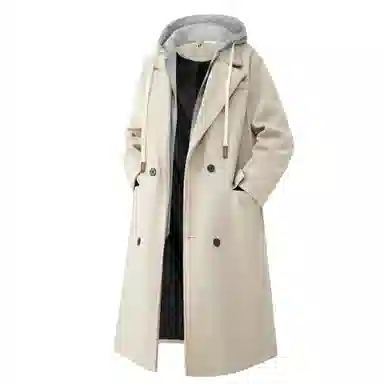 大卫贝肯 美式复古高街休闲加厚连帽中长款大衣 男女同款