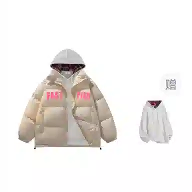 快鱼 美式高街涂鸦创意流体字母通勤宽松百搭羽绒服 男女同款