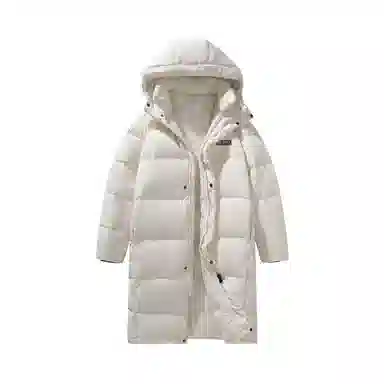 鸭鸭 青少年基础款加厚连帽保暖舒适柔软御寒学生党好物连帽宽松休闲时尚百搭中长外套羽绒服 男女同款