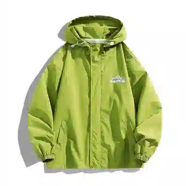 三体 简约纯色基础款字母印花宽松水防风登山连帽开衫机能风美式复古潮牌夹克外套 男女同款