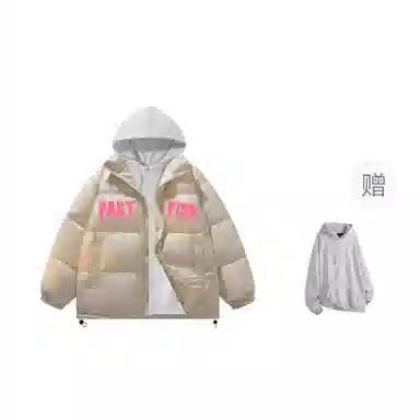 快鱼 美式高街涂鸦创意流体字母通勤宽松百搭羽绒服 男女同款