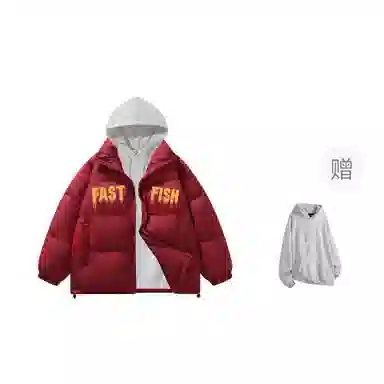 快鱼 美式高街涂鸦创意流体字母通勤宽松百搭羽绒服 男女同款