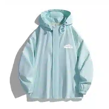 三体 简约纯色基础款字母印花宽松水防风登山连帽开衫机能风美式复古潮牌夹克外套 男女同款