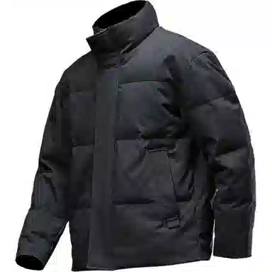 季言 百搭纯色防风面包羽绒服 男款 黑色