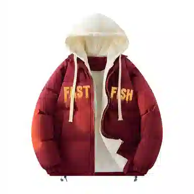 快鱼 美式高街涂鸦创意流体字母通勤宽松百搭羽绒服 男女同款
