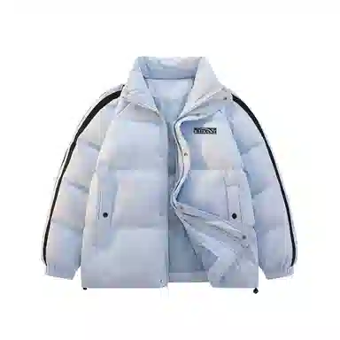 鸭鸭 美式高街复古简约字母印花宽松休闲时尚百搭户外运动舒适柔软保暖防风防寒纯色拉链立领羽绒服 男女同款