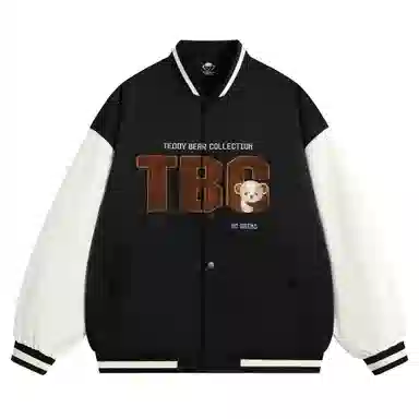 泰迪珍藏 基础字母毛巾绣拼接宽松棒球服夹克外套 男女同款