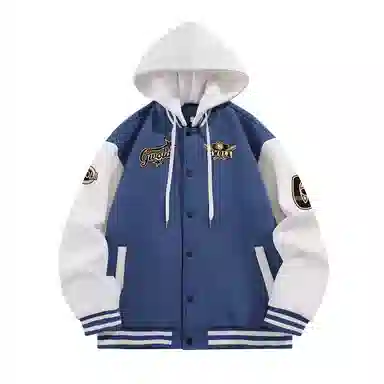 Gwola Baseball Boy Series Patchwork Colorblock Letter Print Baseball Jacket