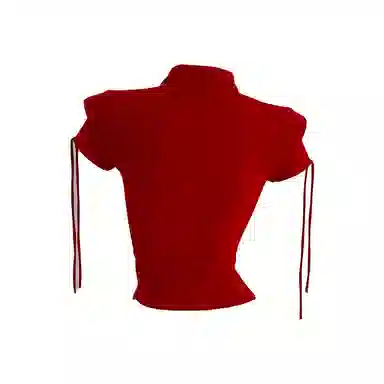 Fashion Brand Slim Tie Short Sleeve T-Shirt Red