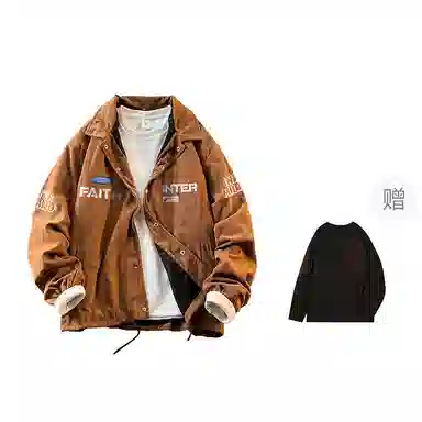 国际米兰足球俱乐部 灯芯绒字母印花休闲宽松工装美式复古运动户外学生高街外套夹克 男女同款