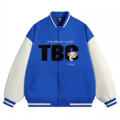 泰迪珍藏 基础字母毛巾绣拼接宽松棒球服夹克外套 男女同款