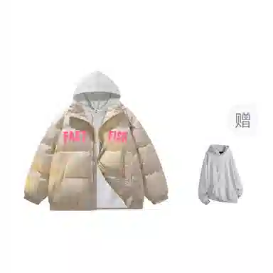 快鱼 美式高街涂鸦创意流体字母通勤宽松百搭羽绒服 男女同款