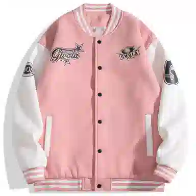 Gwola Baseball Boy Series Patchwork Colorblock Letter Print Baseball Jacket