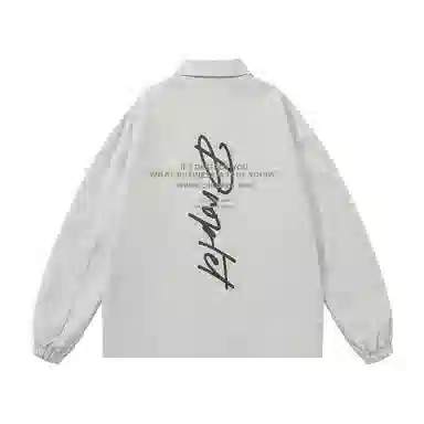 三体 水滴系列 美式街头复古简约基础款字母印花宽松百搭休闲翻领开衫教练棒球服飞行服学生潮牌纯色户外夹克外套 男女同款