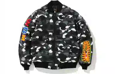 A BATHING APE Shark Baseball Jacket Black