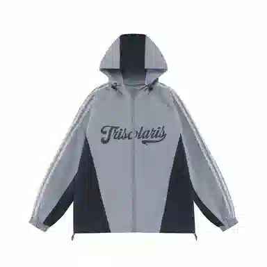 三体  文明水滴圣母眼泪系列 基础款工装条纹字母印花撞色拼接山系徒步美式复古潮牌机能风连帽  防水防风冲锋衣 男女同款