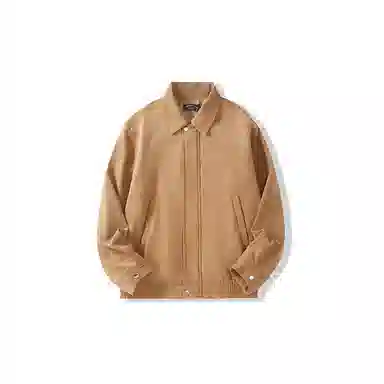 我是大卫 复古短款做旧翻领夹克 男女同款 棕色