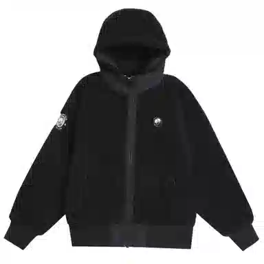 熊猫 户外双层锁温时髦复古宽松连帽绒感外套 男女同款