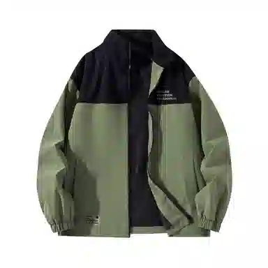 快鱼 美式简约山系户外拼接撞色热熔标织唛休闲立领拉链防水防风机能风暗黑冲锋小香风教练工装时尚百搭宽松长袖夹克外套 男女同款