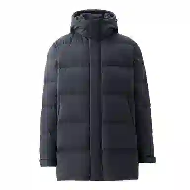 佐丹奴 连帽中长款纯色羽绒服 男款