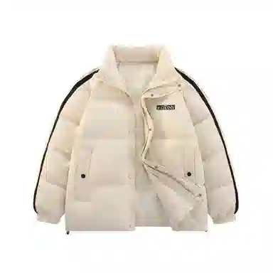 鸭鸭 美式高街复古简约字母印花宽松休闲时尚百搭户外运动舒适柔软保暖防风防寒纯色拉链立领羽绒服 男女同款